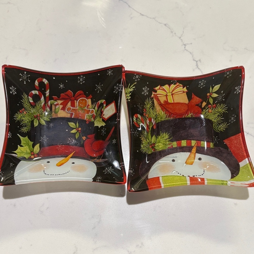 Festive Snowman Holiday Bowls - Set of 2